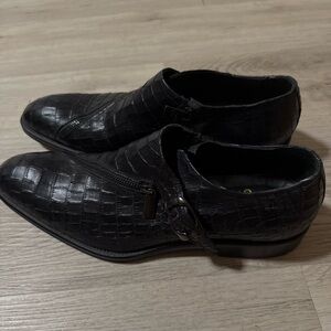 Jo Ghost Mens Shoes Black Croc Zipper Size 46/US 12-12.5 Leather Made In Italy